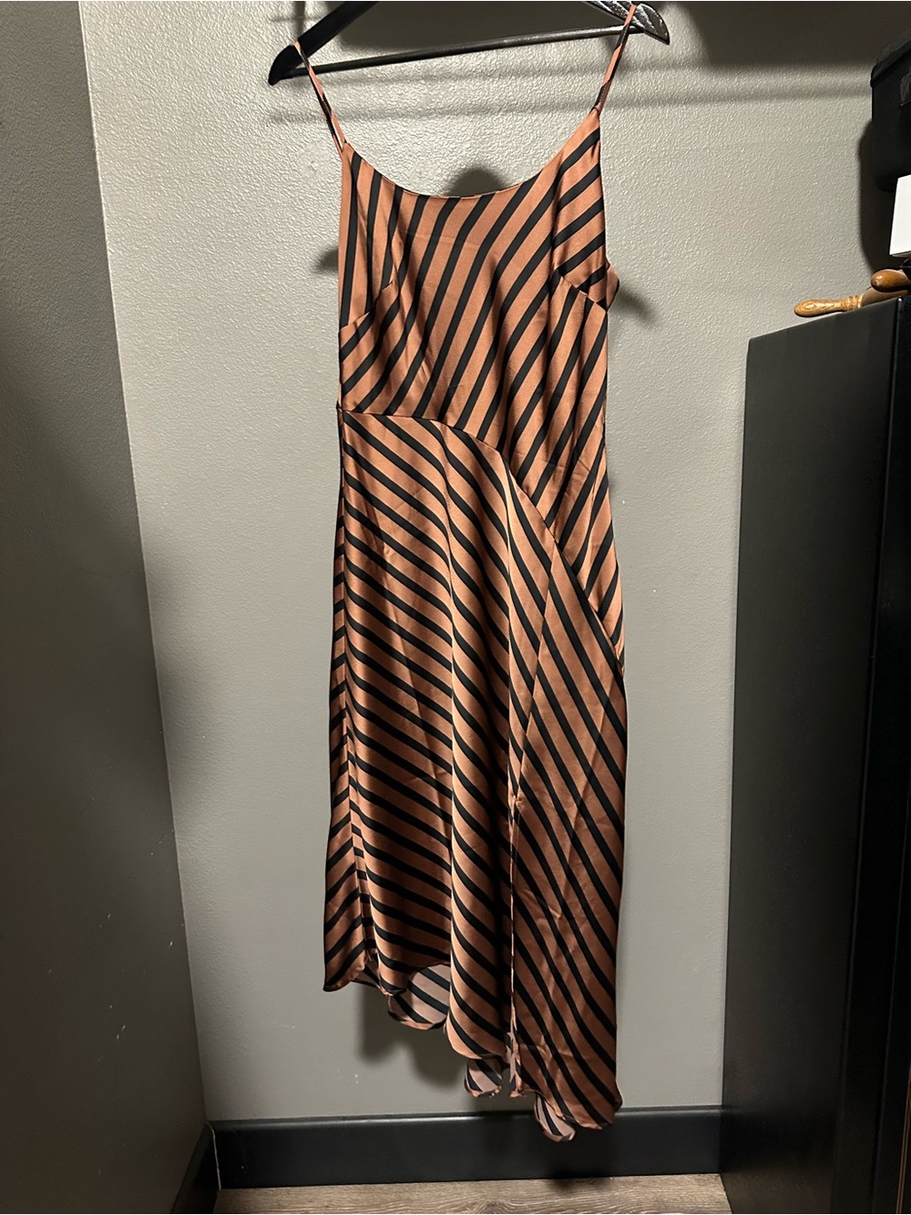 a new day Black and Brown Striped Slip Midi Dress